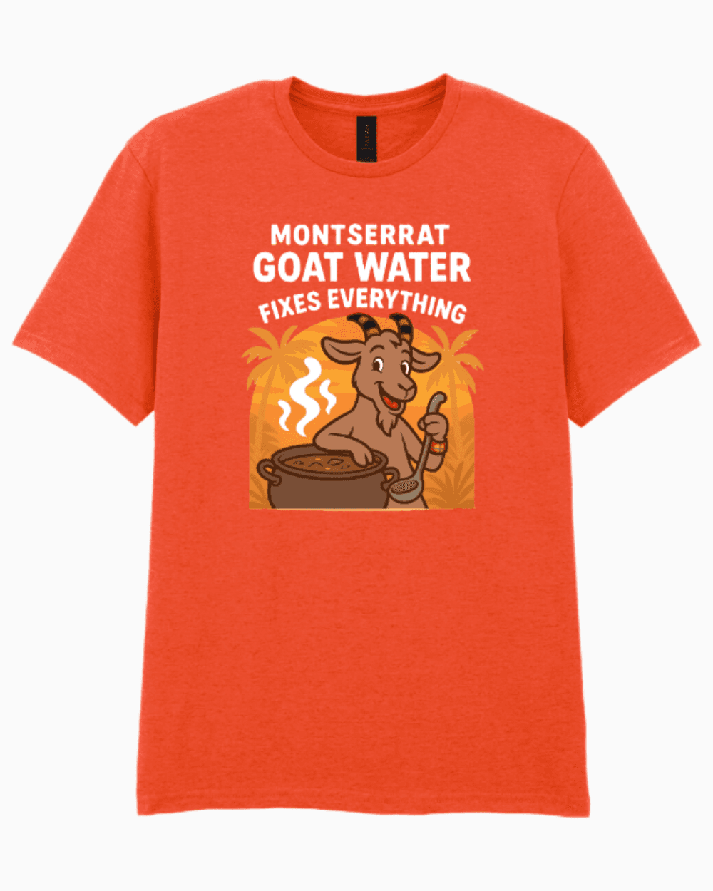 Montserrat Goat Water T-Shirt in Orange